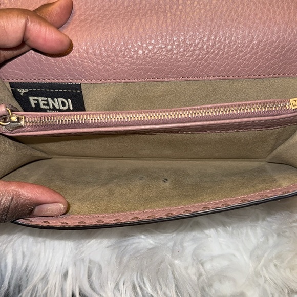 Fendi Wallet Selleria Peekaboo Long Bifold Pink Double Open Women's Leather - Picture 14 of 17